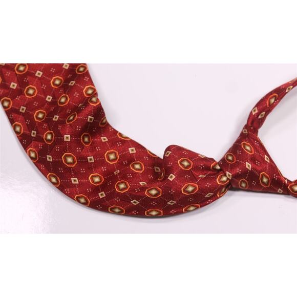Ermenegildo Zegna Burgundy Red Geometric Print Silk Necktie Tie - Picture 1 of 5